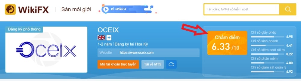 WikiFX đánh giá sàn Oceix